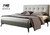 Minimalist Pull Button Linen Upholstered Bed Leather Material