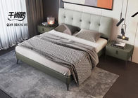 Minimalist Pull Button Linen Upholstered Bed Leather Material