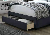 Tufted Upholstered Queen Size Wing back Platform Bed in Black Fabric