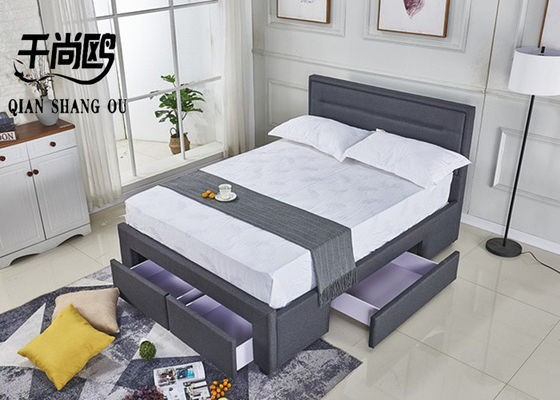 Modern Headboard Leather Storage Upholstered Super King Size Beds with Drawer for Sale