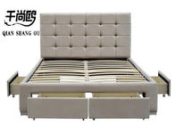 Professional factory Design Modern Light Grey Velvet Fabric Double Size Upholstered Storage Platform Bed