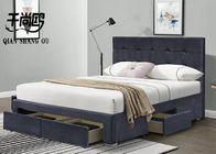 Professional factory Design Modern Light Grey Velvet Fabric Double Size Upholstered Storage Platform Bed