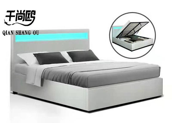 LQD Reading LED Upholstered Bed / Modern Leather Bed Frame