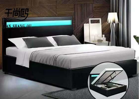 LQD Reading LED Upholstered Bed / Modern Leather Bed Frame