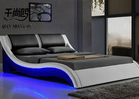 Morden Shining Crystal Button Leather Bed With LED Lights