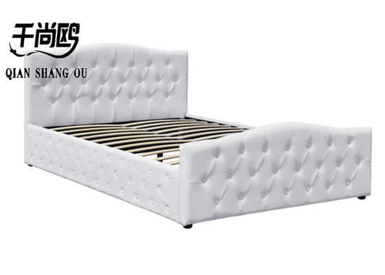 Button Tufted Velvet Fabric Upholstered Bed With Curved Headboard