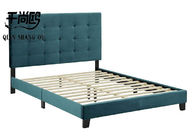 Blue Velvet Upholstered King Bed , Tufted King Platform Bed