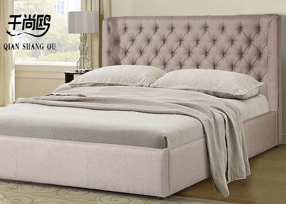 Royal Headboard Platform Tufted Bed , Upholstered Wood Frame Bed