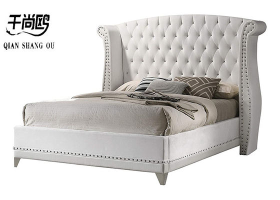 Gray High Headboard Platform Tufted Bed King Twin Size Upholstered Bed