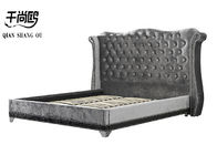 Gray High Headboard Platform Tufted Bed King Twin Size Upholstered Bed