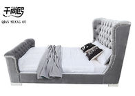 Hot sell Upholstered Platform pu leather Bed with Tufted Headboard Wooden Slats