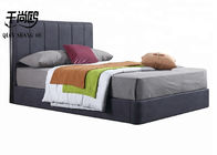 160*200cm 180*200cm Soft Gray Linen Platform Bed , King Size Gray Upholstered Bed