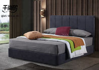 160*200cm 180*200cm Soft Gray Linen Platform Bed , King Size Gray Upholstered Bed