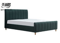 Contemporary Green Upholstered Fabric Bed Frame High Headboard