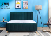 Contemporary Green Upholstered Fabric Bed Frame High Headboard