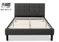 Button Tufted headboard Queen King Black Platform Leather Upholstered Bed
