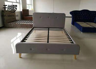 Linen Grey Upholstered Panel Bed Frame , Fabric Queen Size Bed Frame