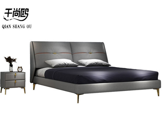 Double Oversized Upholstered Bed ,  Cushioned Platform Bed With Pillows