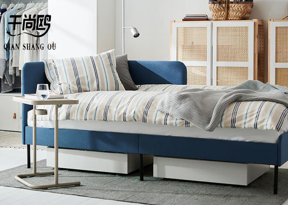 Unique Style Fabric Upholstered Beds / Soft Sofa Bed With Corner Baffle Design