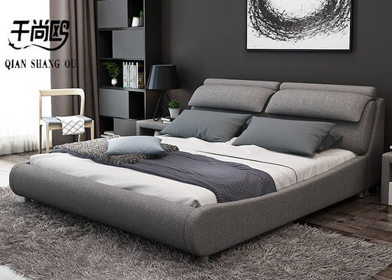 King Size Fabric Upholstered Beds Frame With Sturdy Legs