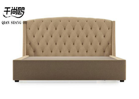 Apartment Fabric Upholstered Beds / Luxury Bed Frame With Storage