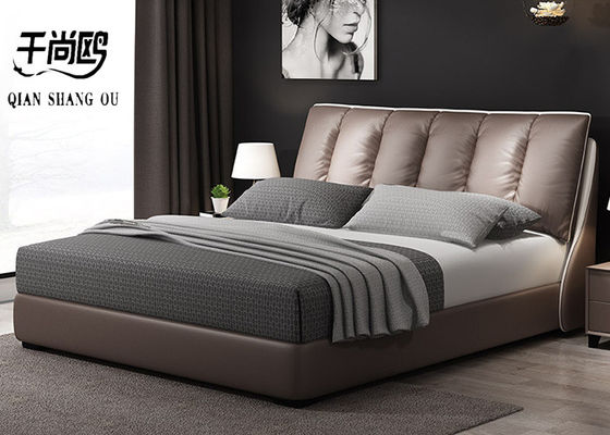 Luxury Fabric Upholstered Beds Leather Pillow Upholstered Platform Bed King