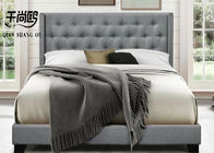 Luxurious Tall Upholstered Bed European Style with Stitching Buttons / Metal Rivets
