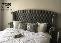 Contemporary Tall Upholstered Bed Wing Board Design With Button
