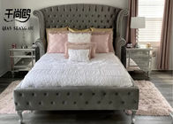 Contemporary Tall Upholstered Bed Wing Board Design With Button