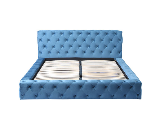 Velvet Cover Modern Soft Bed Oversized Blue Bedroom