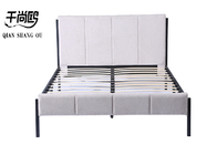 Linen 4ft Upholstered Bed Frame High Headboard European Style