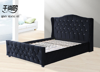 Black Tufted Crystal Buckle Modern Soft Bed For Deluxe Bedroom