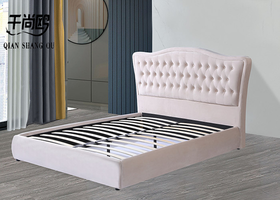 Bedroom Soft 2.03m Tall Upholstered Bed In Velvet Fabric