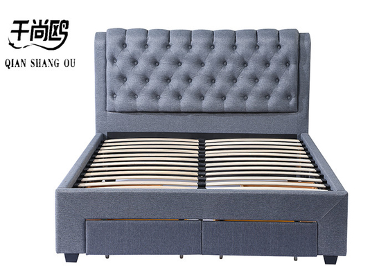 Solid Stylish Bed With Four Drawers Oversized Bedroom Soft