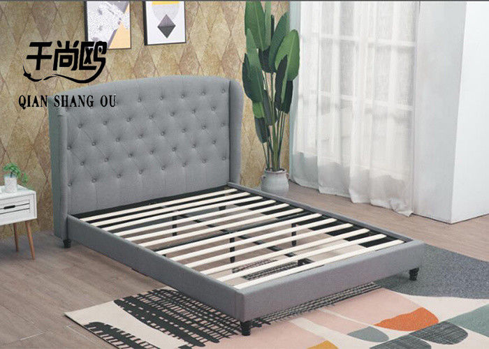 Bedrrom Furniture  Modern Design Tufted Upholstered Platform Bed King Size Headboard