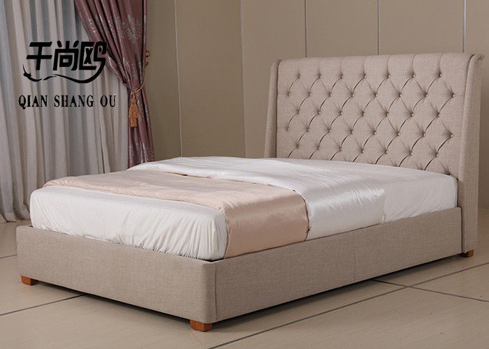 Durable Customized King Size Upholstered Platform Bed With Storage Space Underneath