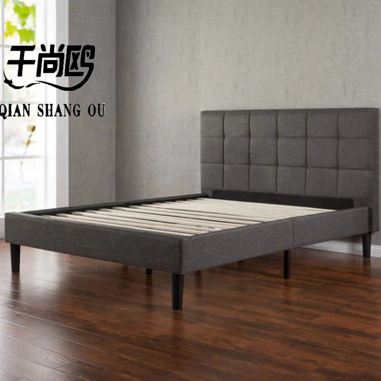 Button Soft Platform Bed Queen King Leather Upholstered Bed Frame
