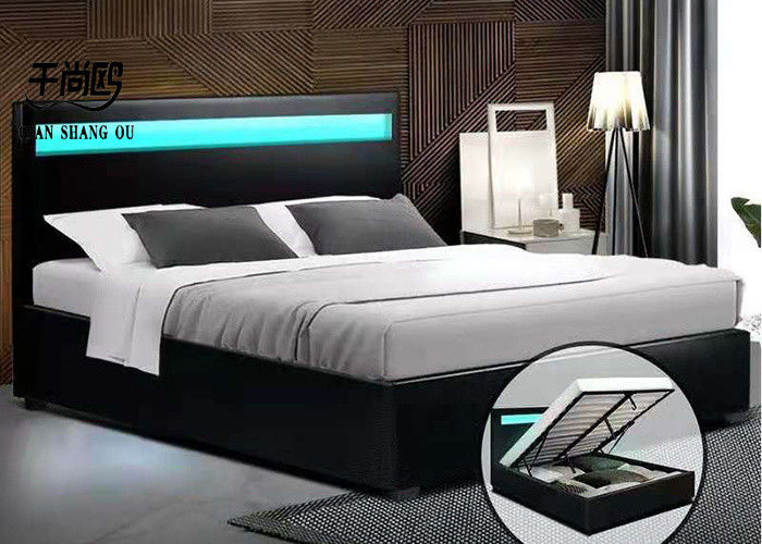 Custom Modern LED Upholstered Bed With Lights 160*200cm