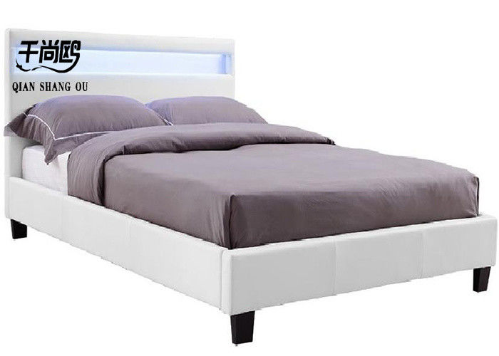 LED lighting Faux Leather Upholstered Platform Bed With Headboard