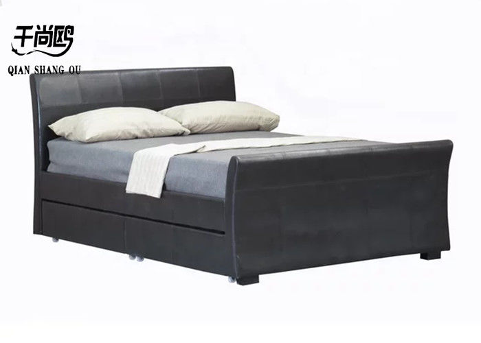 Black Leather Upholstered Bed With Drawers Home Furnishing