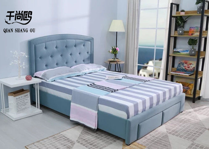 Breathable Modern Low Profile Upholstered Bed With Storage Drawers 6ft