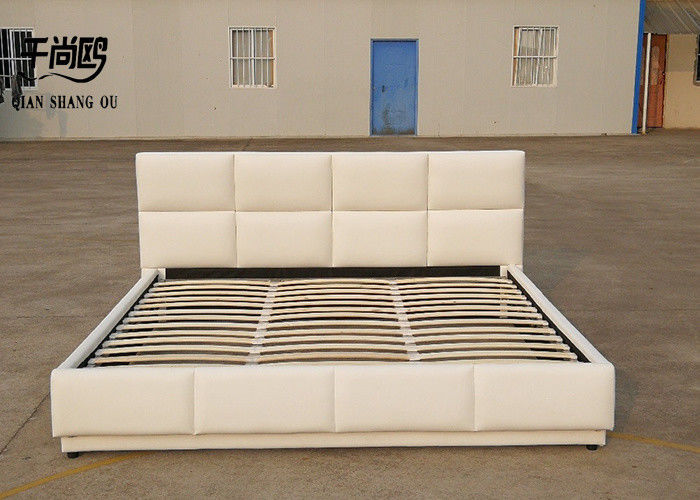 Luxurious White leather LED Storage Bed Frame        For Strong Bedroom