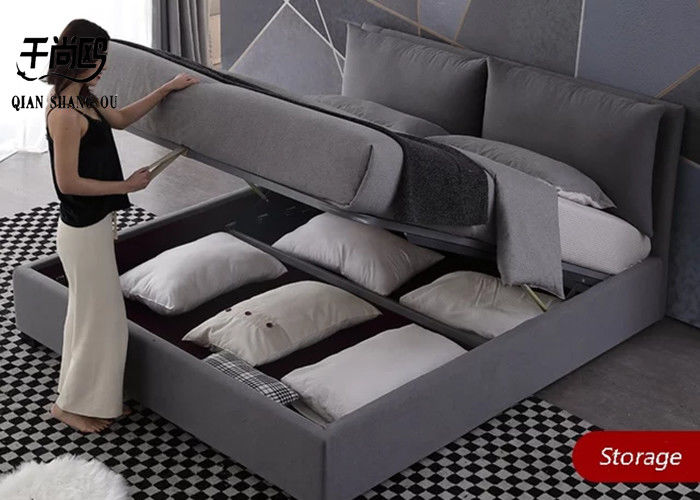 Extra Large Soft Bedroom Storage Bed European Style With Air Pressure Bracket