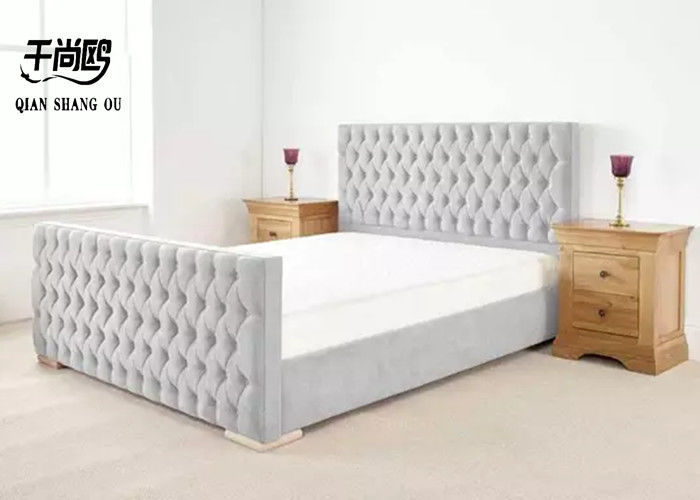 Buckle Shape Tufted Double Bed Frame Home Furnishing with Metal Legs