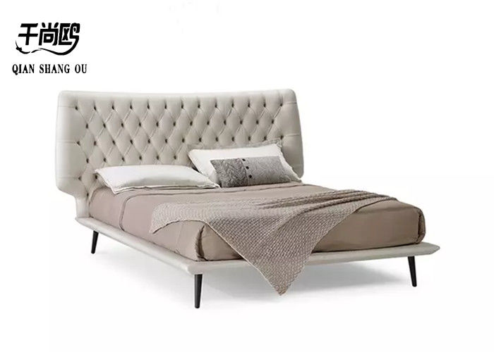 Luxury Oversized / King Size Upholstered Beds Buckle Metal Leg