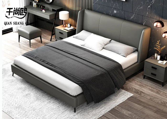 Low Key Gray King Size Upholstered Beds home furnitures European style