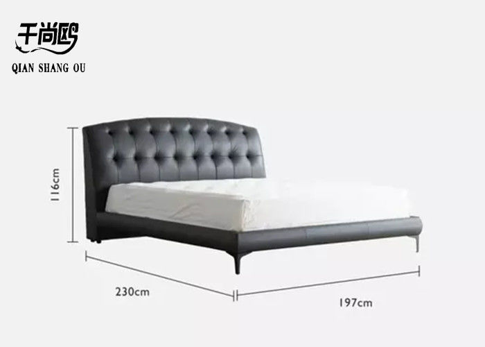 Pull Button Linen Upholstered Bed Low Key Versatile Classic Buckle Design