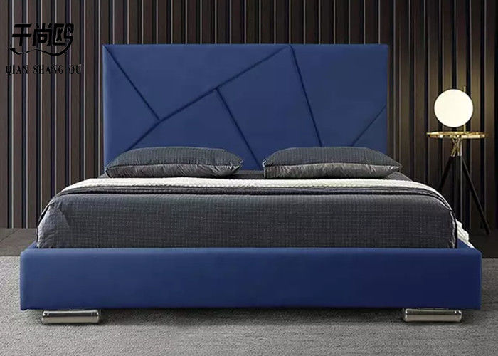 Simple geometric pattern stitching strong and durable bedroom platform bed
