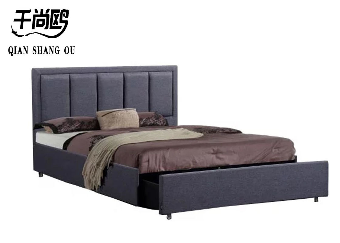 Breathable Stitching Upholstered King Size Bed With Drawers