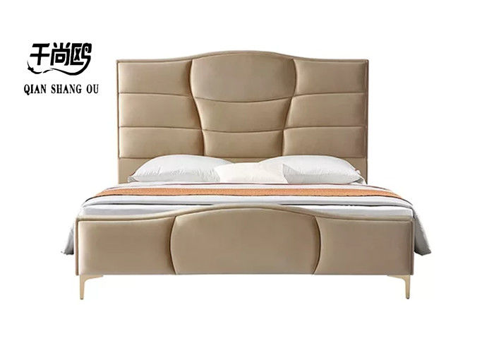 Uniquely Shaped Platform Tufted Bed Customizable double size